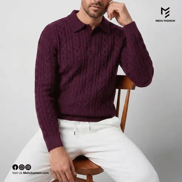 Cable Knit Sweater (Jam)