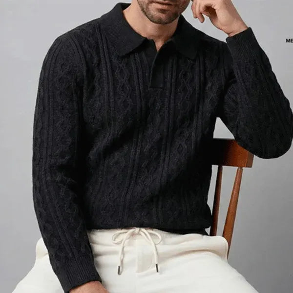 Cable Knit Sweater ( Black )