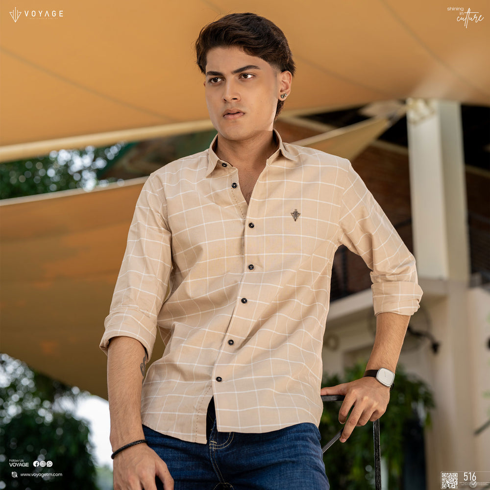 Luxe Beige Check Shirt 516