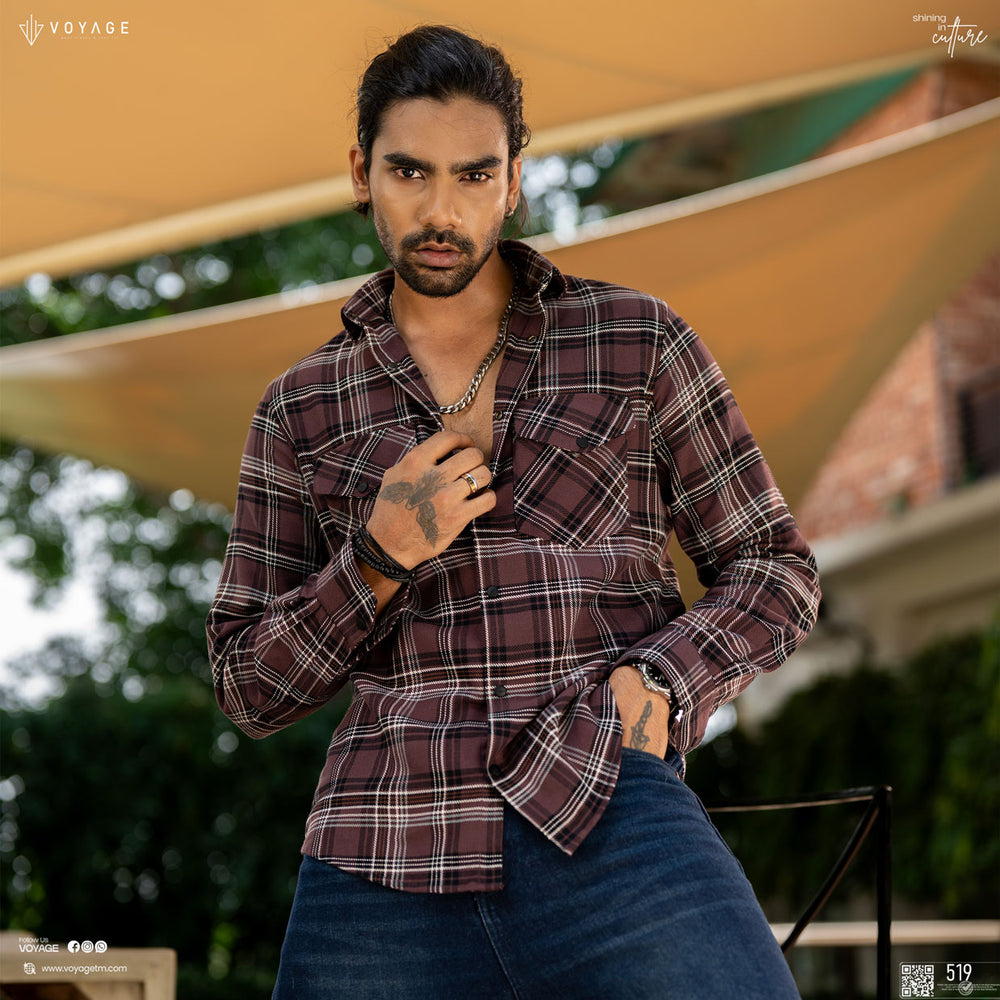 Maroon Plaid Twill Cotton  519