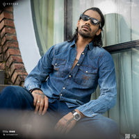 Embroidered Indigo Denim Shirt  4026