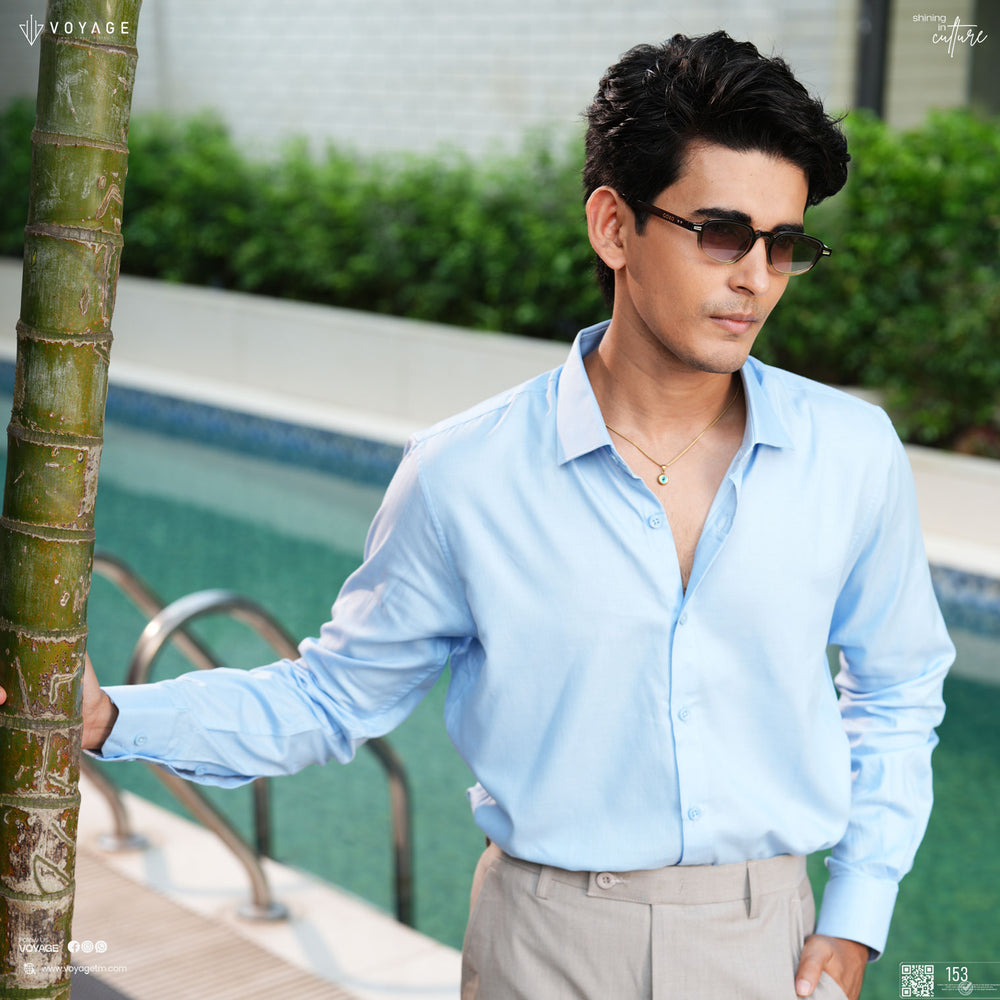 Sky Blue  Herringbone Cotton  153