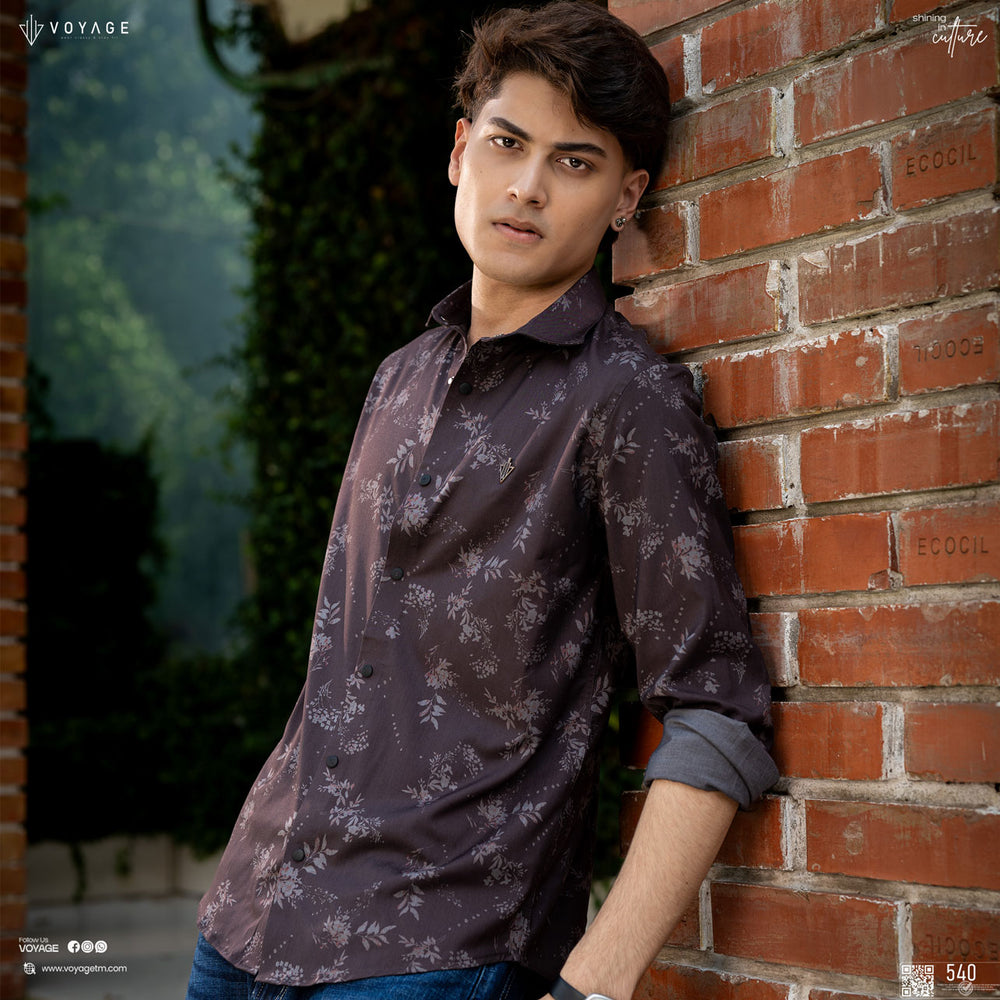 Floral Charcoal Bamboo Shirt 540